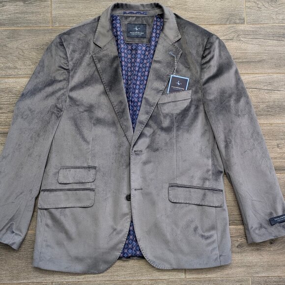 Tailorbyrd Collection Velvet Blazer Men's Size 44R Gray NWT Smokers Jacket - Picture 1 of 12